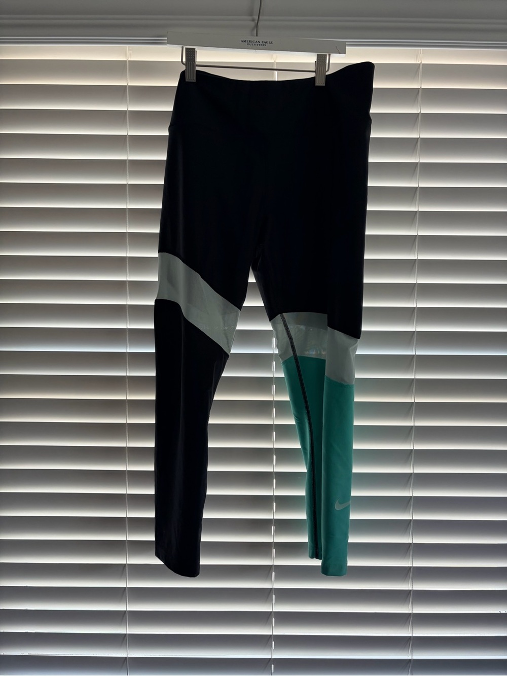 Nike Dri-FIT Colorblock Leggings Black Teal White Women’s XL